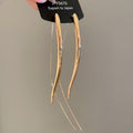 Long Curved Threader Drop Earrings in Gold and Silver Tone view 7