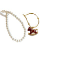 Red Rocking Horse Pendant and Pearl Strand Layered Necklace view 5