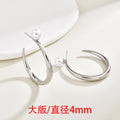 Pearl Look Ball Open C Hoop Stud Earrings In Two Sizes view 8