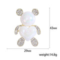 Iridescent White Pearl Bear Brooch Rhinestone Accents Gold Tone view 5