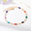 Gold Tone Pearl and Enamel Evil Eye Chain Bracelets in Seven Styles view 4