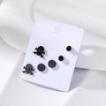 Black Tone Mixed Motif Stud Earring Three Pair Sets view 7