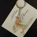 Flocked Spotted Deer Keychains in Two Poses with Silver Tone Rings view 6