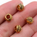 Textured Large Hole Spacer Beads in Antique Silver and Gold Tones view 3