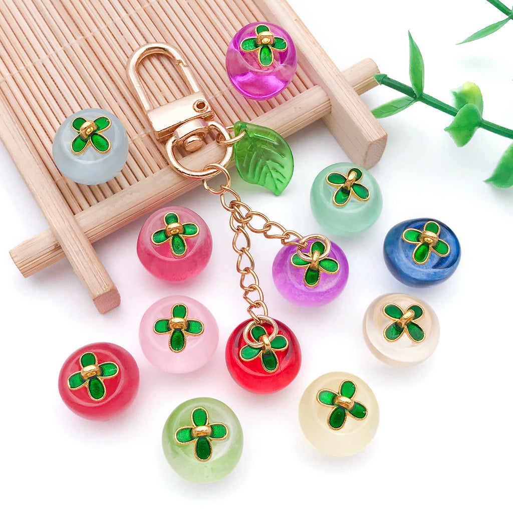 Transparent Glass Apple Charm Pendant for Necklace, Earrings and Phone Chain Making