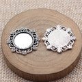 Ornate Round Cabochon Tray In Antique Silver And Antique Bronze For Jewelry Making view 2