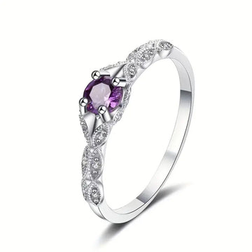 Round Solitaire Leaf Filigree Ring In Five Stone Colors