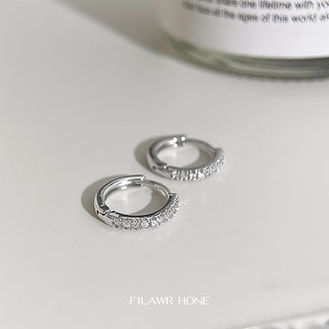 Silver Tone Clear Stone Slim Huggie Hoop Earrings For Women