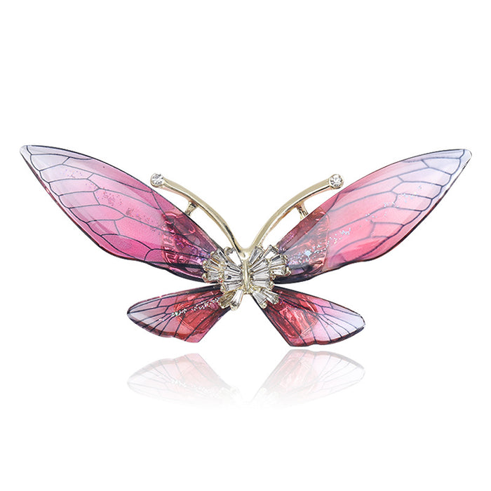 Translucent Butterfly Brooch With Decorative Crystal And Enamel Details
