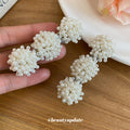 White Triple Pearl Bead Cluster Duckbill Hair Clip view 2