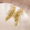 Wheat Leaf Cascade Gold and Silver Extra Long Stud Earrings view 6