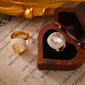 Gold Oval Clear Zircon Double Halo Rhinestone Ring view 4
