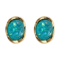 Gold Irregular Bezel Oval Cabochon Stud Earrings Pair view 5