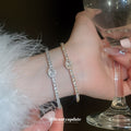 Silver Tone Marquise Crystal Open Cuff Bracelet With Unlisted Gold view 1