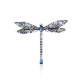 Long Crystal Dragonfly Brooch in Blue or Green Accents view 1