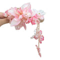 Fabric Flower Duckbill Clip With Bead Dangle Trails view 5