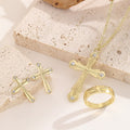 Cross Necklace Earring and Ring Gold and Silver Jewelry Sets view 3