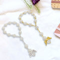 Pearl Rose Bead Angel Wing Decade Bracelet Gold Silver view 3