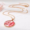 Gold Tone Round Resin Pressed Daisy Pendant Necklaces in Six Colors view 4
