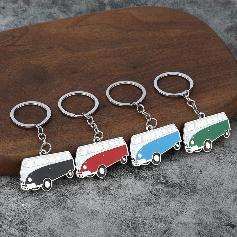 Mini Cartoon Bus Zinc Alloy Keychain for Kids and Gifts