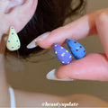 Colorful Polka Dot Half Hoop Stud Earrings Statement Jewelry view 2