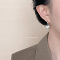 Silver Mother-of-Pearl Heart Drop Hook Earrings Pair view 2