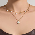Gold and Silver Tone Shell Pearl Drop Necklace Styles view 1