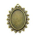 Scrolled Frame Oval Cabochon Pendant Trays in Two Finishes view 1