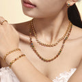 Round Bezel Zircon Tennis Necklace and Bracelet Set view 4