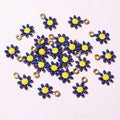 Tiny Enamel Daisy Metal Charms in Twelve Color Combinations view 7