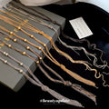 Multi Strand Mesh Chain Knot Tassel Necklace Silver or Gunmetal view 1