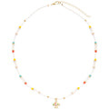 White Bead Multicolor Mushroom Charm Necklace Color Accents view 5