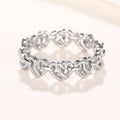 White Metal Linked Heart Chain Band Ring Sizes 6-10 view 2