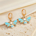 Gold Tone Enamel Bee Huggie Drop Earrings in Five Colorways view 5