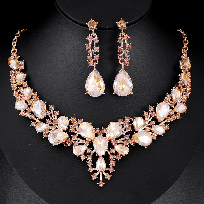 Black Silver Tone Horse Crystal Five Designs Metal Necklace and Earring Set