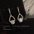 Silver Cubic Zirconia Teardrop Drop Earrings Large Center Stone view 3