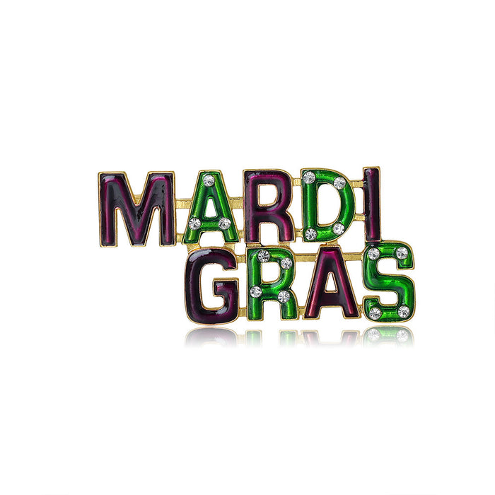 Green Gold Tone Initial Letter Enamel Metal Brooch Pin