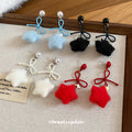 Bow and Fuzzy Star Drop Earrings in Black and White view 2