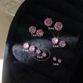 Silver Tone Pink Round Faceted Stone Stud Earrings In Six Sizes view 6