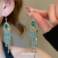 Crystal Teardrop Chandelier Earrings In Pink And Green view 3