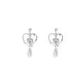 Gold Open Heart Crystal Pearl Drop Earrings Stud Posts view 5