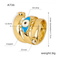 Evil Eye Spiral Open Ring Gold Steel Blue Enamel Zircon Tips view 6