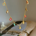 Delicate Floral Station Necklace in Silver Tone or Gold Tone view 2