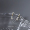 Mini Clear Zircon Hourglass Baguette Drop Stud Earrings view 1