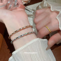 Bamboo Joint Open Bangle Bracelet Clear Stones 2 Colors view 2