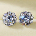 Silver-Tone Brass Flower Studs with a Clear Cubic Zirconia Center view 3