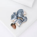 Enamel Squirrel Brooch With A Curled Squirrel Holding An Acorn With Shaded Enamel Details view 5