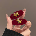 Red Flocked Horse Accent Hair Clips Decorative Hair Accessories view 2