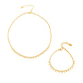 Gold Curb Chain Bead And Rhinestone Necklace And Bracelet view 5
