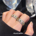 Silver Gold Tone Pave Open Ring With Colored Stones view 2